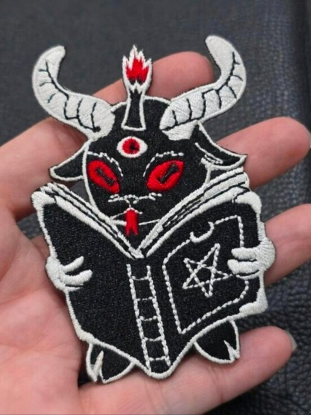 Killstar Fully Booked Patch Black White Red Occult Cute Demon Reading Grimoire